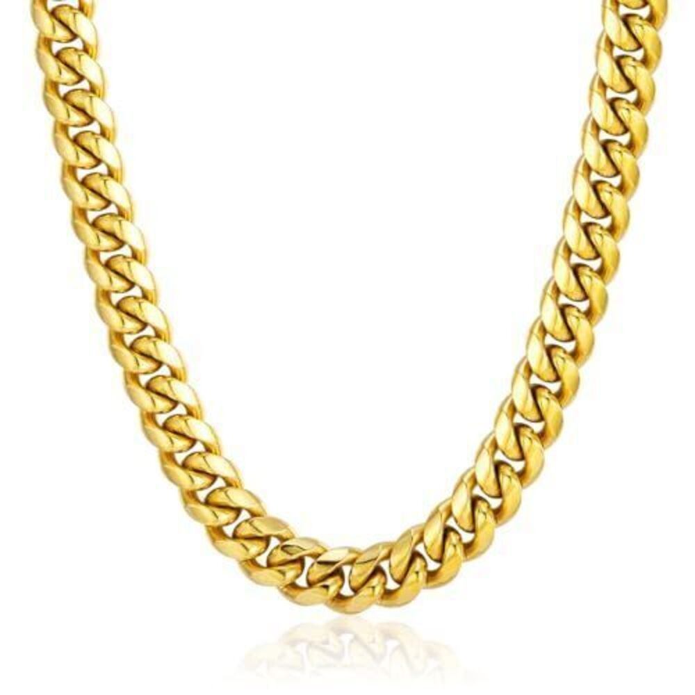 2728 18K Gold Chain Necklace Stainless Steel Solid Heavy thick Bold